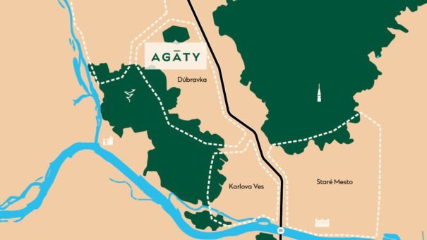 Mapa rozvoj územia v okolí Agátov